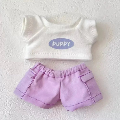 Labubu 15-17cm Doll Sports Outfit – LA Baseball & Trendy Tennis/Badminton Clothing, T-Shirt & Cargo Pants Set