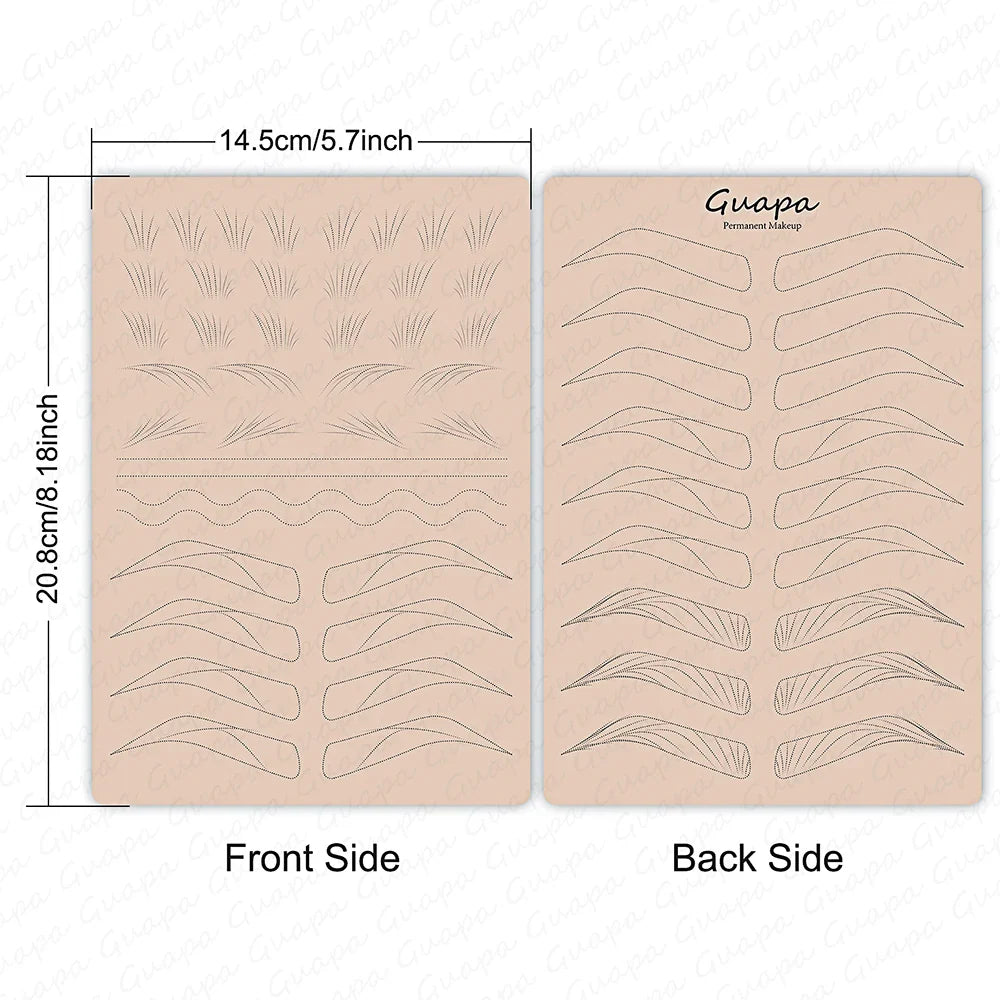 Silicone Practice Skin for Permanent Makeup — Double-Sided Latex Sheet with Brows Design for Hair Stroke Training