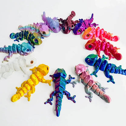 3D Printed Chameleon Figure - Movable Multi-Joint Reptile Toy for Kids & Room Decor