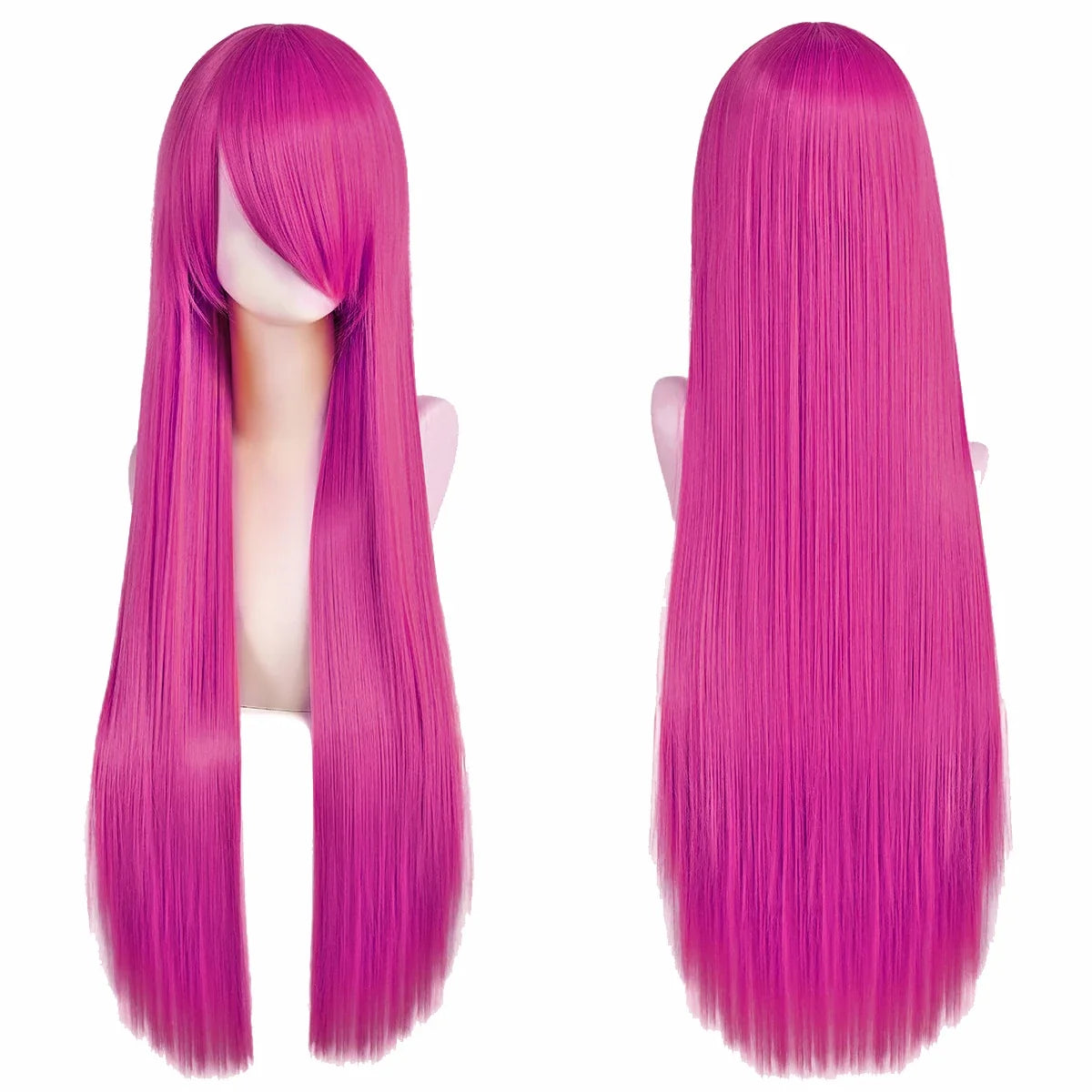 80cm Long Cosplay Wig - Synthetic Straight Hair with Bangs for Lolita Anime Costume Party Styling