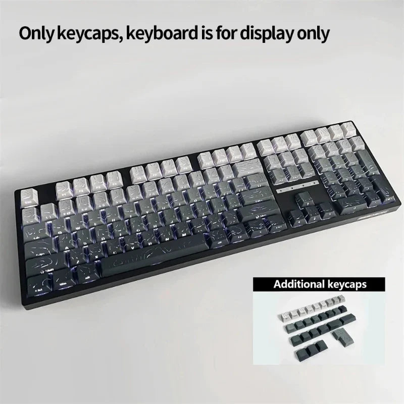 Topographic Keycaps 4.0 Version - 98 Key PBT Cherry Profile Shine Through Side Print Backlit Mechanical Keyboard Caps