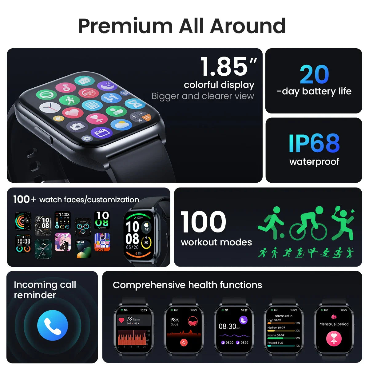 HAYLOU Watch 2 Pro (LS02 Pro) - 1.85'' HD Smartwatch | SpO2 & Heart Rate Monitor, 100 Workout Modes | For Men & Women