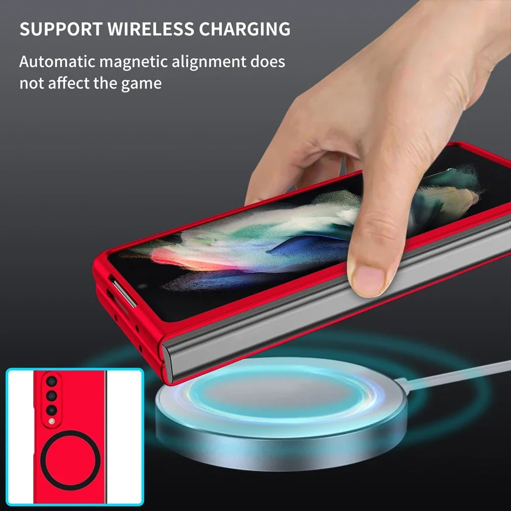 Magnetic Wireless Charging Case - Anti-Fingerprint Shockproof Magsafe Cover for Samsung Galaxy Z Fold 6/5/4/3