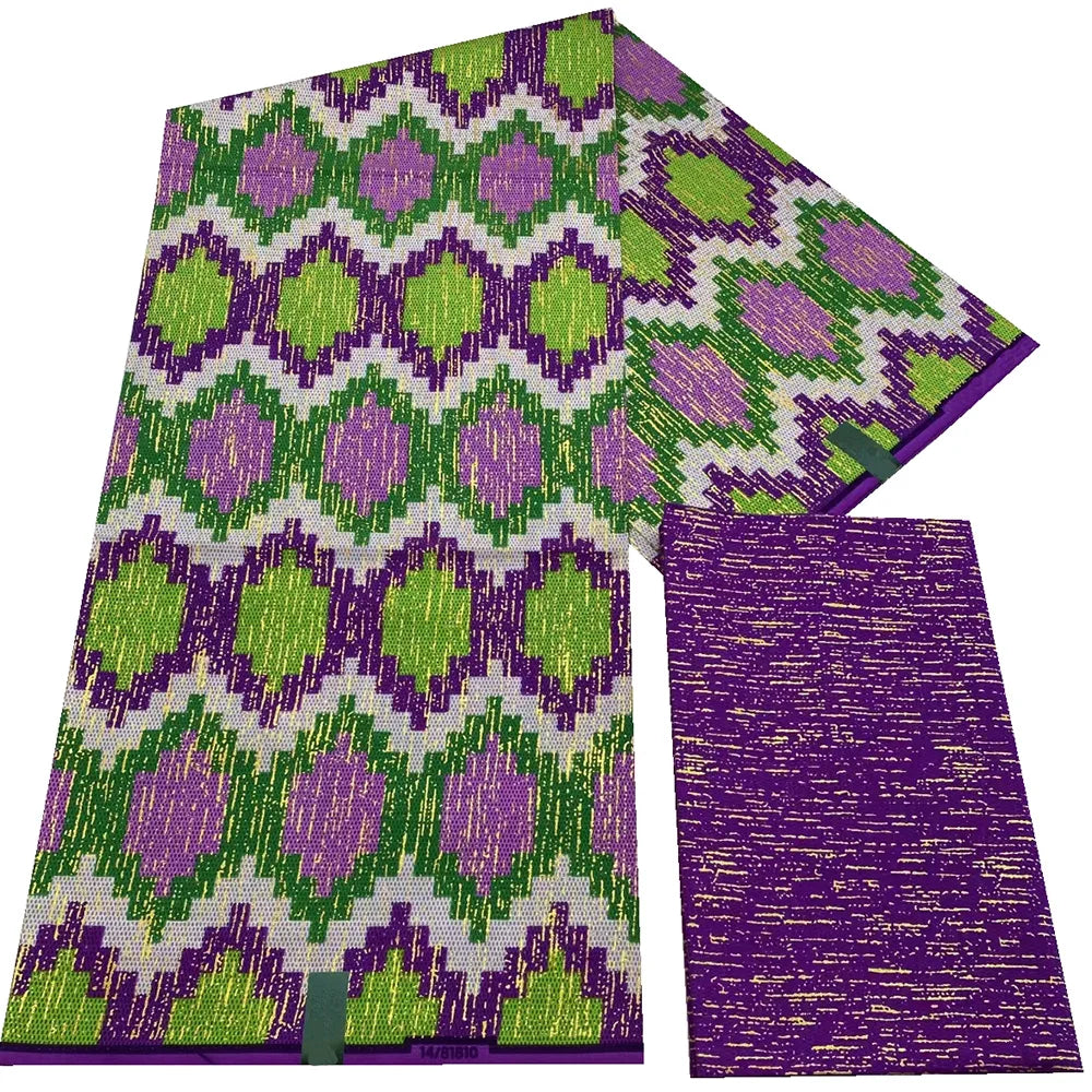 Kente Golden Wax Cotton Fabric - African Dutch Nigerian Ankara Batik Party Dress Fabric 2+4 Yards