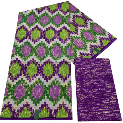 Kente Golden Wax Cotton Fabric - African Dutch Nigerian Ankara Batik Party Dress Fabric 2+4 Yards