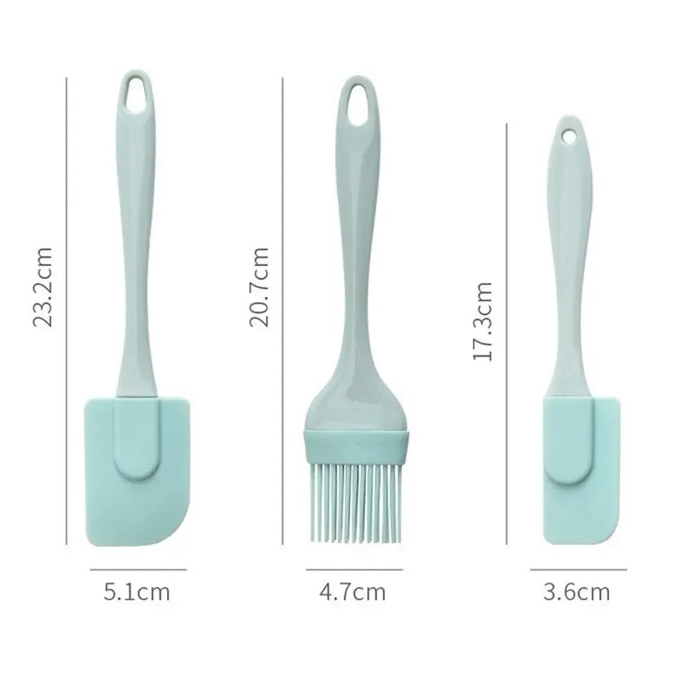 3-Piece Silicone Baking Spatula Set – Non-Stick Cream Scraper, Butter Mixer & Oil Brush for Kitchen
