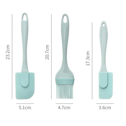 3-Piece Silicone Baking Spatula Set – Non-Stick Cream Scraper, Butter Mixer & Oil Brush for Kitchen