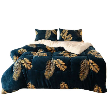Thick Warm Flannel Fleece Comforter – Winter Bedding Quilt for Cold Nights