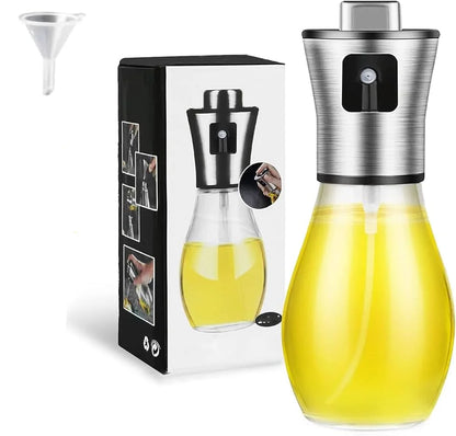 200ML Stainless Steel Oil Sprayer - Precise Glass Cooking Spray Bottle with Funnel for Kitchen Use