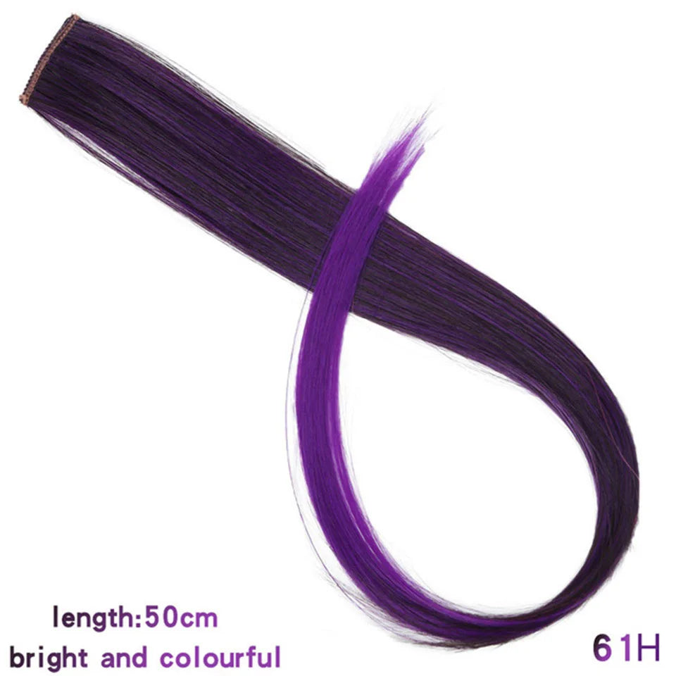 HUAYA 18" Synthetic Clip-In Colorful Curly Hair Extension – Ombre Pink Purple Red Blue Hair Piece
