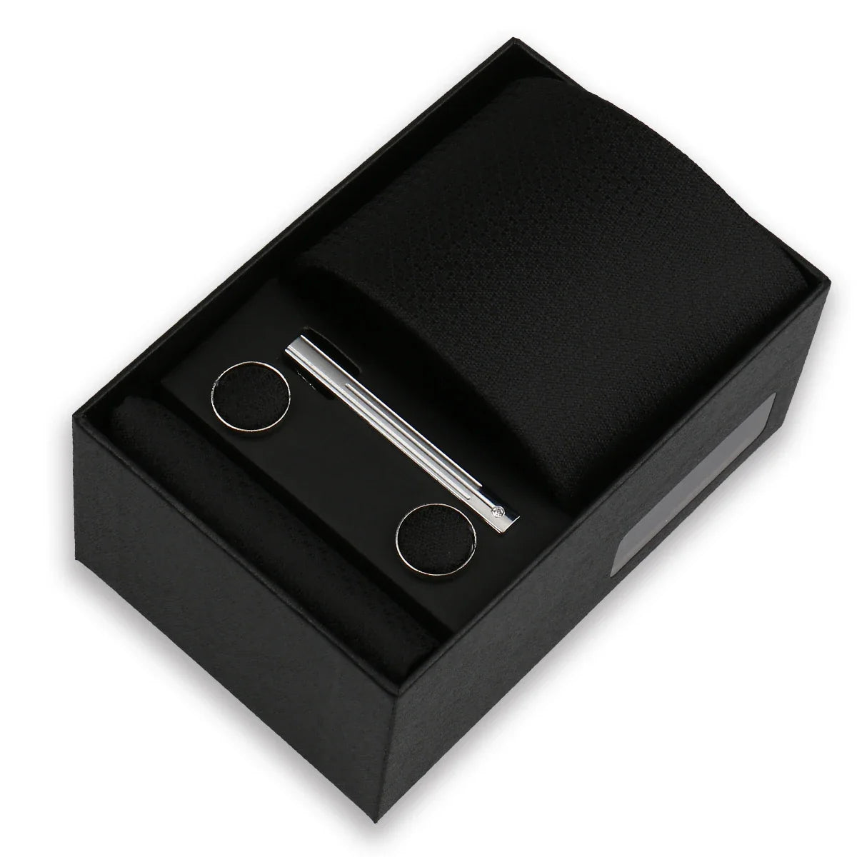 Men’s Fashion Tie Set Gift Box - 8cm Necktie with Handkerchief Cufflinks & Clip for Formal Business Suit Accessories