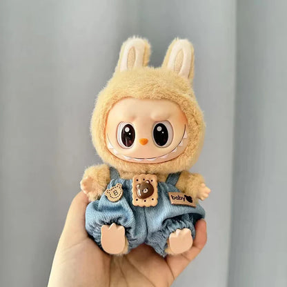 17cm Mini Plush Doll Clothes — Kpop EXO Labubu I & II Idol Doll Outfit Set, Overalls for Sitting & Party, Doll Accessories Gift