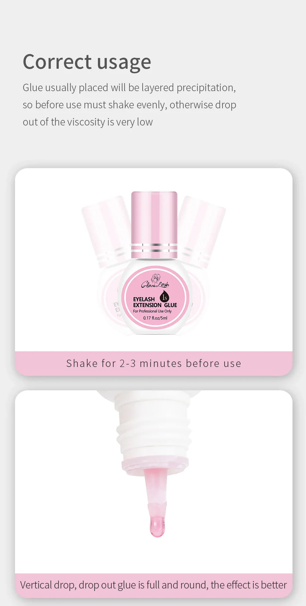 GLAMLASH Eyelash Extension Glue — 0.3-2 Sec Fast-Dry Black Adhesive for Individual False Lashes, Professional Kit