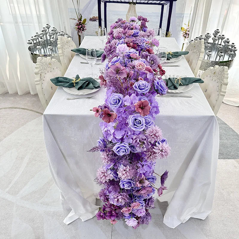 Pink Rose Artificial Flower Row – Large Floral Runner for Wedding Backdrop, Party Decor & Showcase Display Prop