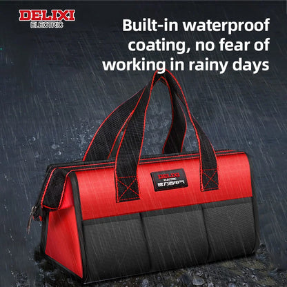 DELIXI ELECTRIC Tool Bag - 13/14-Inch Wide-Mouth Multi-Pocket Zipper Organizer