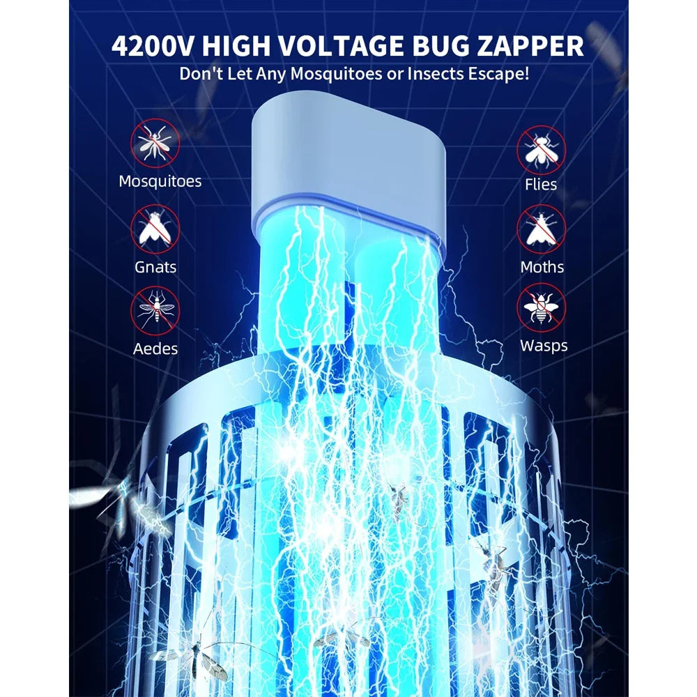 Minimoon Bug Zapper - 4200V Outdoor Electric Mosquito & Fly Trap with Dual LED Light