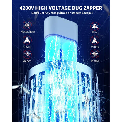 Minimoon Bug Zapper - 4200V Outdoor Electric Mosquito & Fly Trap with Dual LED Light