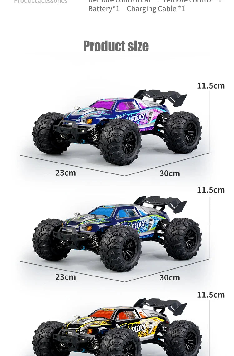 1:16 4WD RC Car – 70KM/H High-Speed Drift Monster Truck with LED, Remote Control, 4x4 for Kids, WLtoys 144001