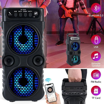 Outdoor Portable Wireless Speaker – Dual 3” Stereo Subwoofer, Bass, USB Powered for Party, Karaoke & Home