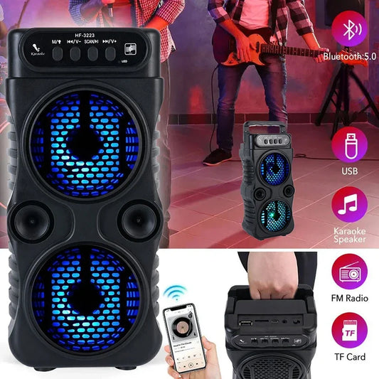 Portable Wireless Speaker - Dual 3-Inch Stereo Bass Subwoofer for Parties, Karaoke & Outdoor Music