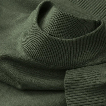 Men's Autumn Mock Turtleneck Sweater - Lightweight Warm Long Sleeve Knitted Casual Streetwear Pullover Top