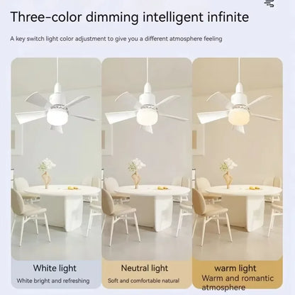 30W Ceiling Fan with LED Light – Dimmable Remote Control, E27 Base Smart Fan for Bedroom & Living Room