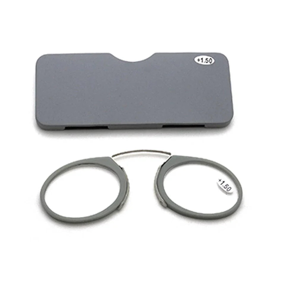 NONOR Magnifying Nose Clip Reading Glasses - Ultralight TR90 No Arm Portable Eyewear with Case +1.0 to +3.0 Lens