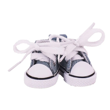 3.8cm Doll Shoes for 17cm Labubu Doll — Solid Color Lace-Up Canvas PU Shoes, Doll Clothing Accessories & Girl’s Toy Gift