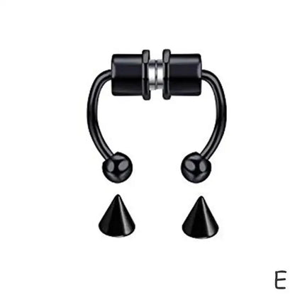 Women’s Fake Septum Piercing – Stainless Steel Magnetic Nose Hoop Clip, Punk Rock Body Jewelry Gift