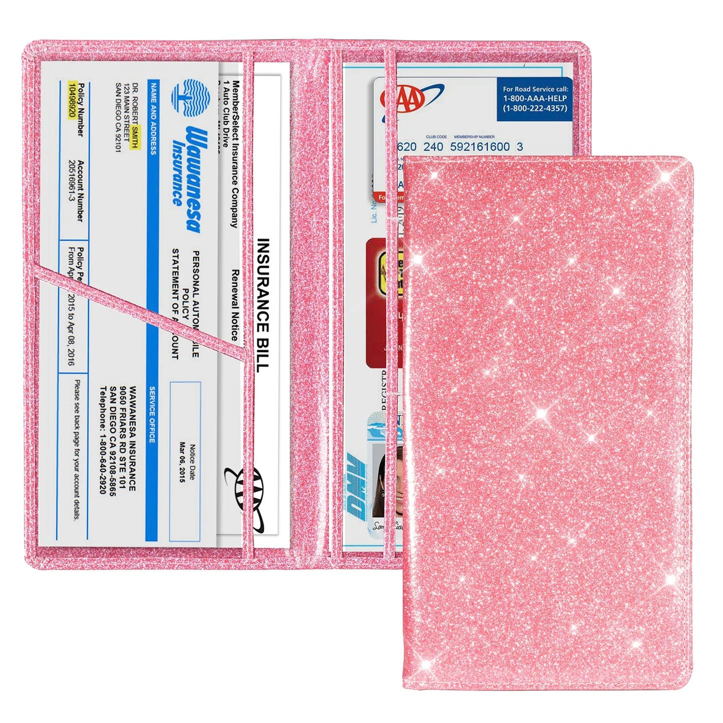 Car Registration & Insurance Card Holder — Vehicle License Document Organizer for Glove Box Compartment