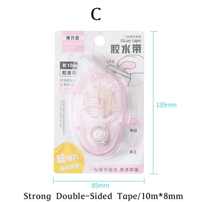 10m Double Sided Adhesive Tape - 8mm Strong Glue Roller for DIY Scrapbooking, Office & Craft Supplies
