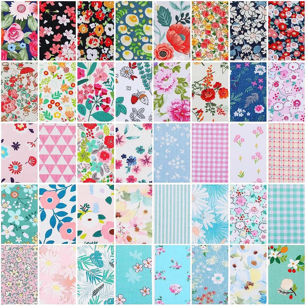 40Pcs Quilting Fabric Strips - Cotton Jelly Roll Patchwork Sewing DIY Craft Material for Needlework Projects
