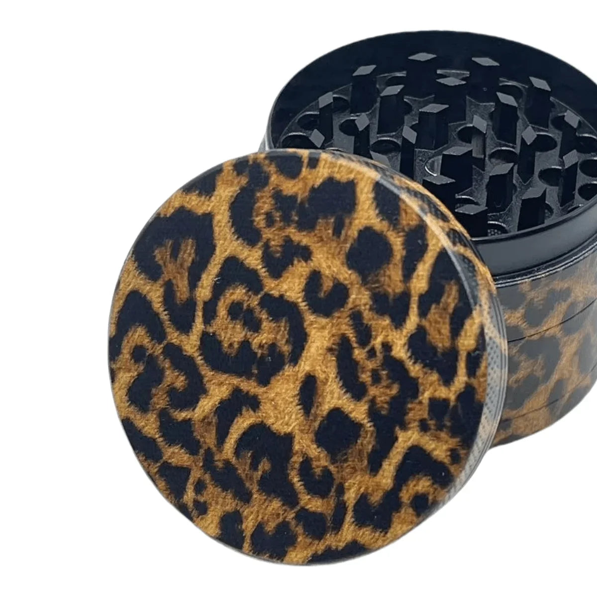 Metal Herb Grinder - Leopard Print Spice Crusher & Tobacco Grinder with Grinding Teeth