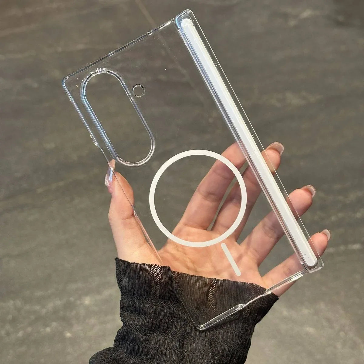 Samsung Galaxy Z Fold 4/5/6/7 Magnetic Matte Case - Ultra Thin Transparent Hinged Shockproof Cover