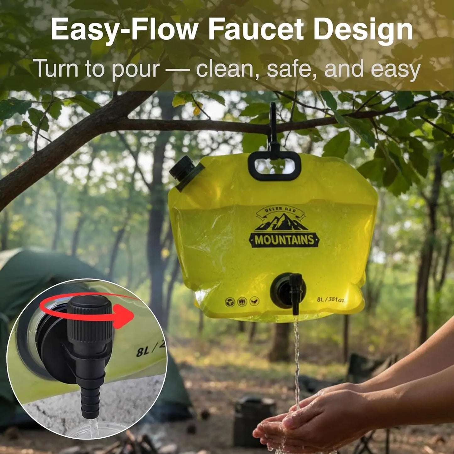 Collapsible Camping Water Container - Reusable Foldable Water Jug with Spout for Hiking & Outdoor Use