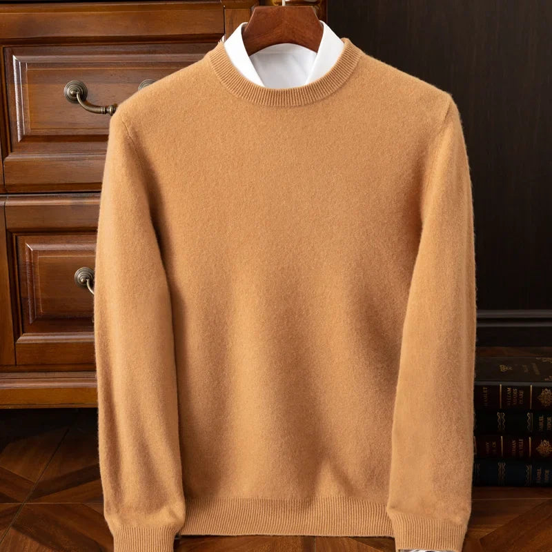 Men's 2025 Cashmere Sweater - O-Neck Oversized Loose Fit Knitted Pullover Autumn Winter Korean Style Top