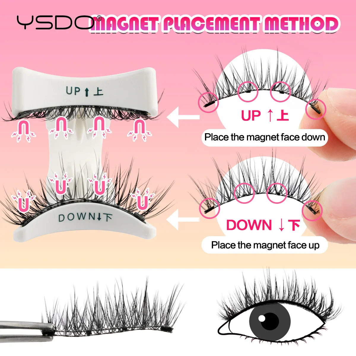 YSDO Winged Magnetic 3D Mink Eyelashes – Reusable Long-Lasting False Lashes, No Glue Needed with Tweezers for Makeup