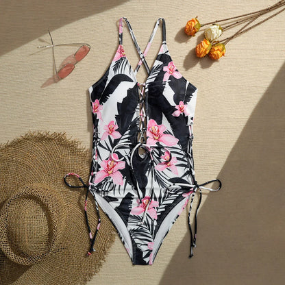 Women’s Floral Tankini Swim Set - Adjustable Strap Vest Top & Drawstring Shorts Bikini Beachwear for Summer