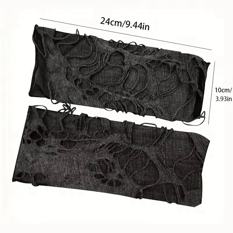 Gothic Fingerless Tear Gloves - Unisex Stretchy Fashion Gloves for Party & Cosplay Wear