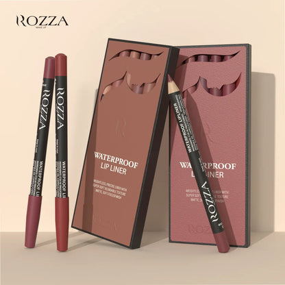 Rozza Waterproof Matte Lip Liner Pencil Set – Weightless, Precise, Super Soft & Blendable