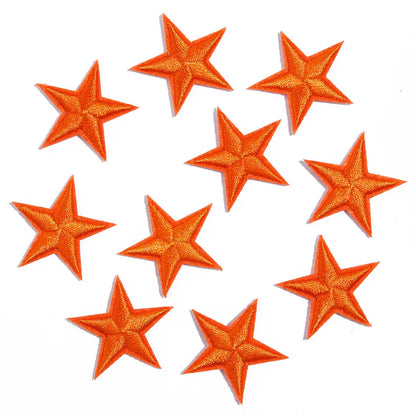 10pcs Mini Star Iron-On Embroidery Patches – Small Pentagram Appliques for DIY Clothing, Black White Gold Fashion Decoration