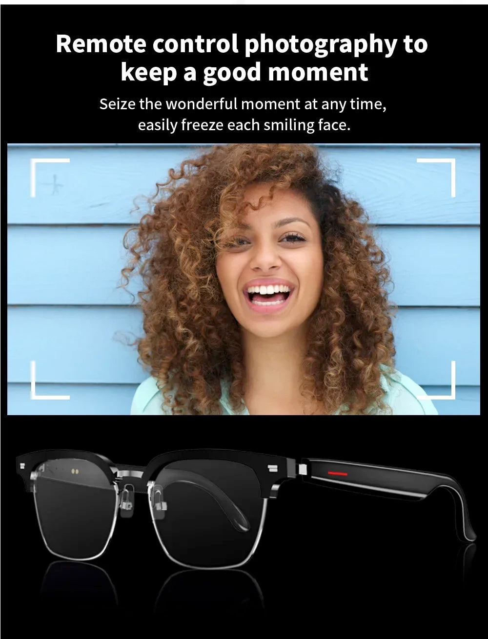 Hiwego Camera Smart Music Sunglasses – Wireless Bluetooth Headset with HIFI Sound, Earphones, Hands-Free Call & Driving Glasses