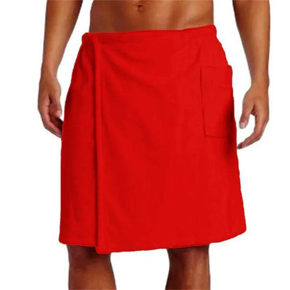 Men's Wearable Bath Towel - Soft Shower Wrap with Pocket for Spa, Gym & Beach