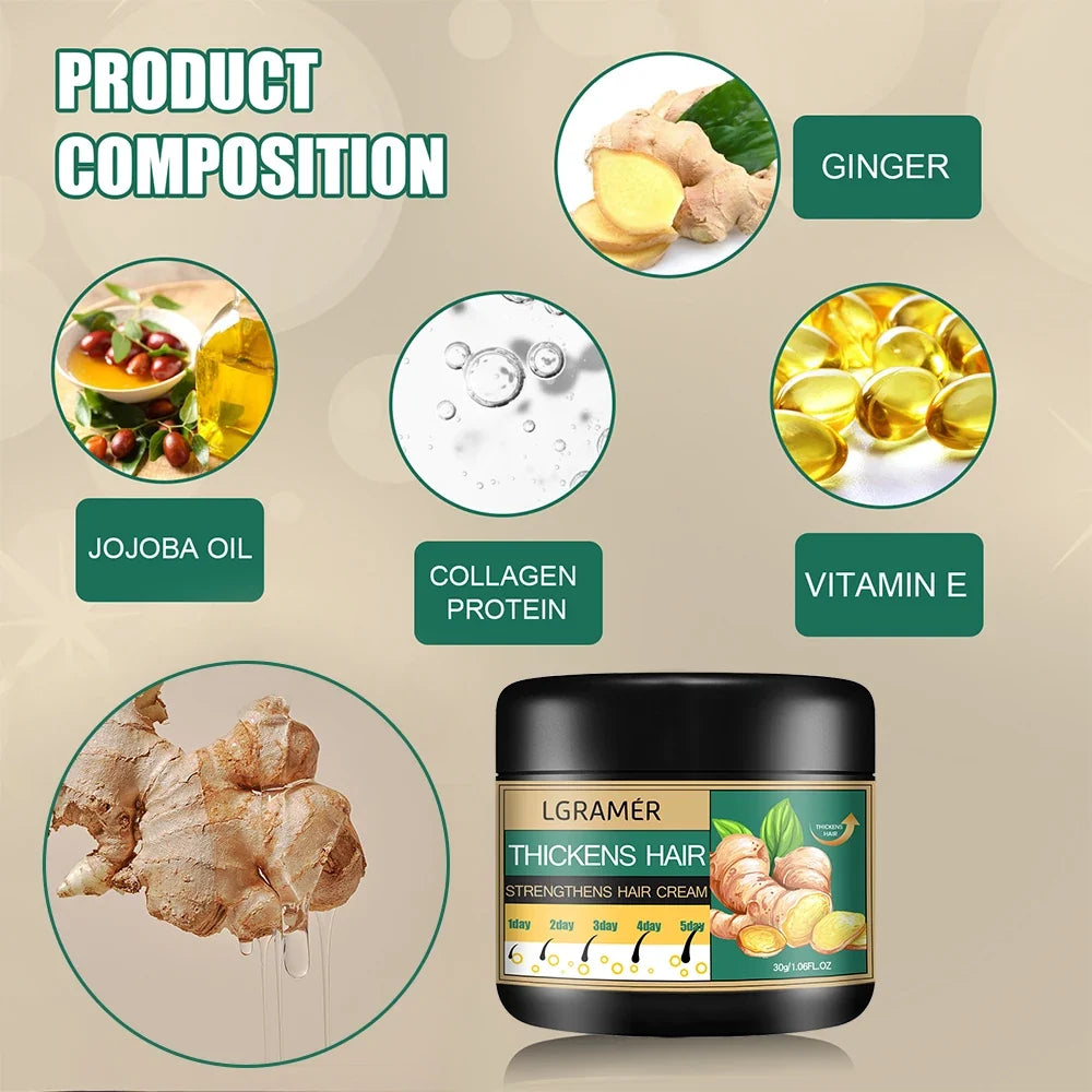 Ginger Hair Cream - Deep Cleansing Scalp Care Formula for Hair Growth Support, Follicle Stimulation & Smooth Hair Repair