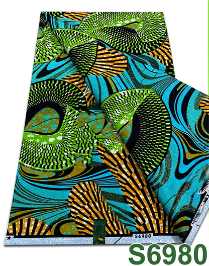 Original African Wax Print Fabric - 6 Yards 100% Cotton Nigerian Ankara Sewing Material