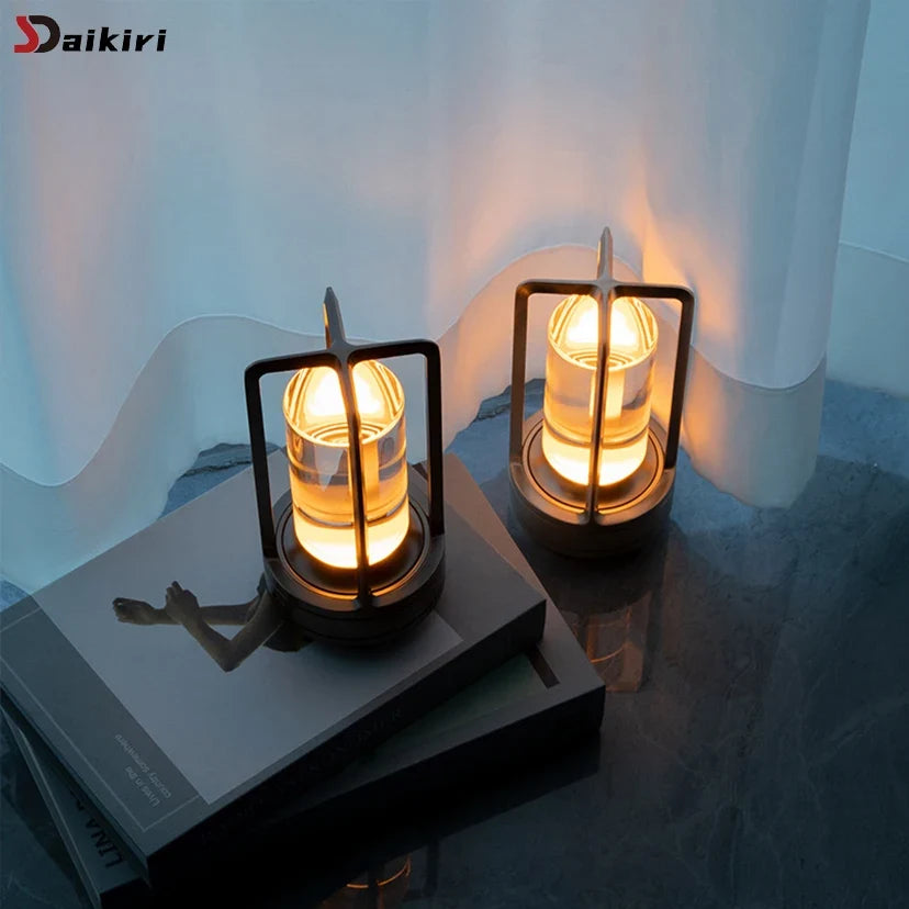 Rechargeable LED Crystal Table Lamp - Aluminum Touch Night Light for Restaurants, Camping & Home Decor