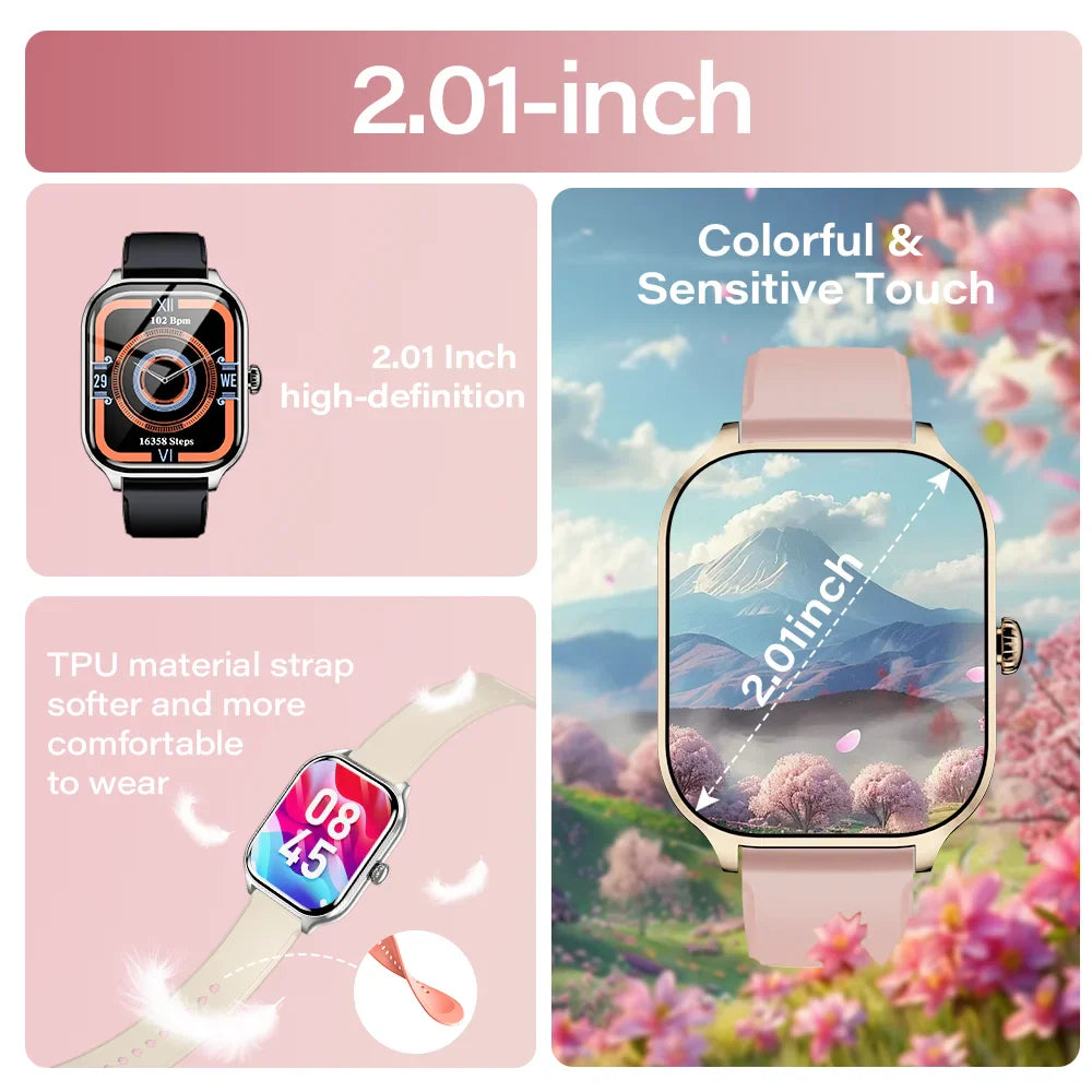 LAXASFIT 2025 Smartwatch – Bluetooth Call, Message Reminder, 24-Hour Health Monitoring, Fitness Smart Watch Gift for Men & Women