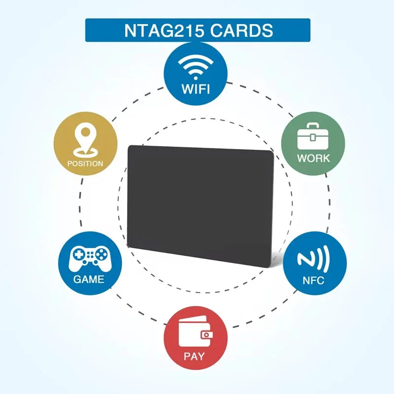 5-10PCS NTAG215 Blank NFC Cards 13.56MHz - Waterproof PVC RFID Tags with 504 Bytes for NFC Phone & TagMo Applications