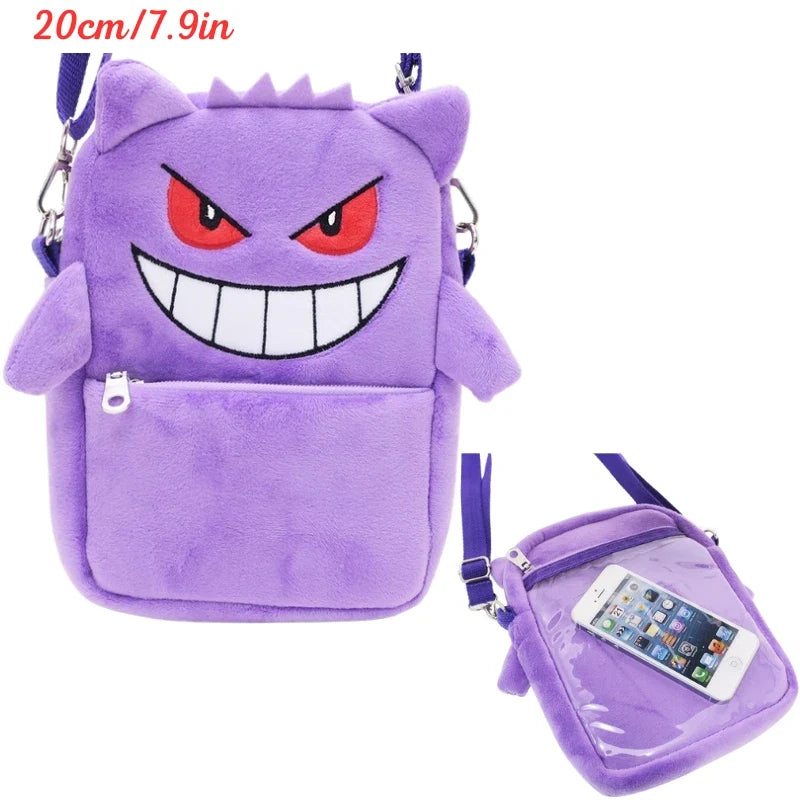 Pokemon Plush Shoulder Bag - Gengar Lucario Mimikyu Snorlax Pikachu Anime Kawaii Toy Gift for Kids