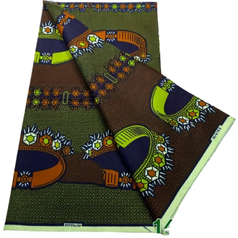 African Wax Print Fabric - High-Quality Cotton Ankara Gold Print Pagne for Wedding & Dress Sewing